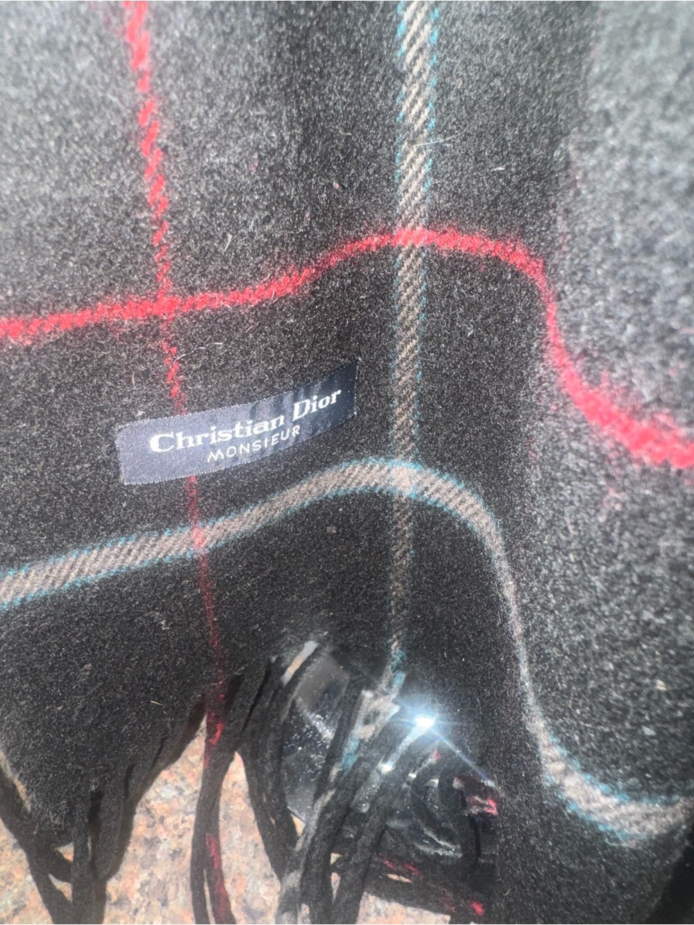 Dior Black Plaid Scarf EUC - Picture 3 of 3